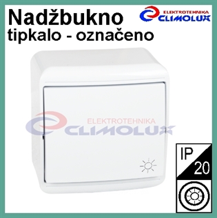 Nadžbukno tipkalo, označeno - bijelo, IP20